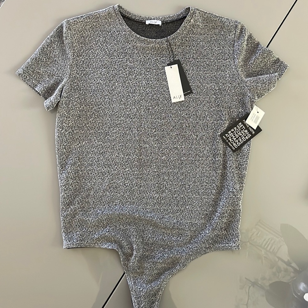 Silver short sleeve bodysuit alix